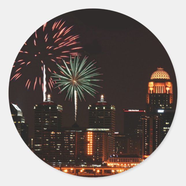 Feuerwerk Louisville Runder Aufkleber (Vorderseite)
