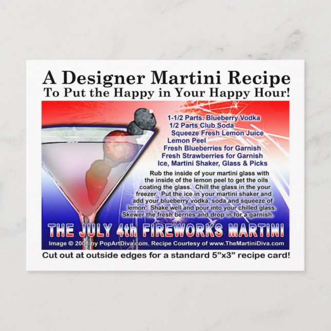Feuerwerk Martini Rezept Postkarte vom 4. Juli (Vorderseite)