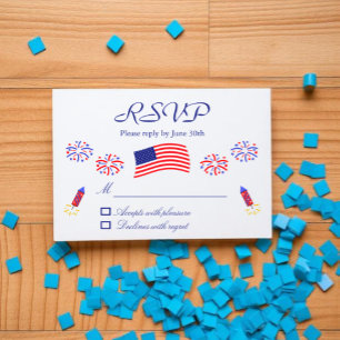 Feuerwerk patriotische Babyparty RSVP Karte
