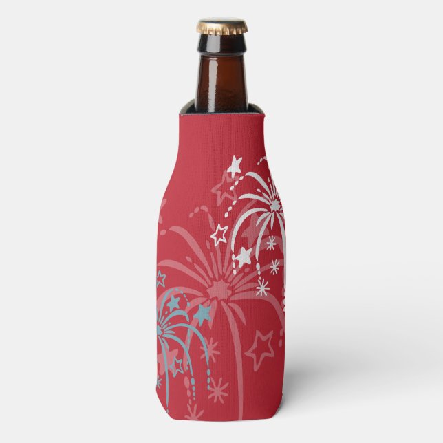 Feuerwerk Patriotische Flasche Cooler Flaschenkühler (Flaschenvorderseite)