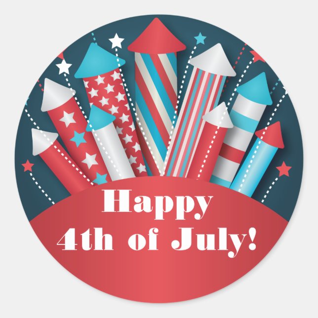 Feuerwerk Raketen 4. Juli Party Stickers (Vorderseite)