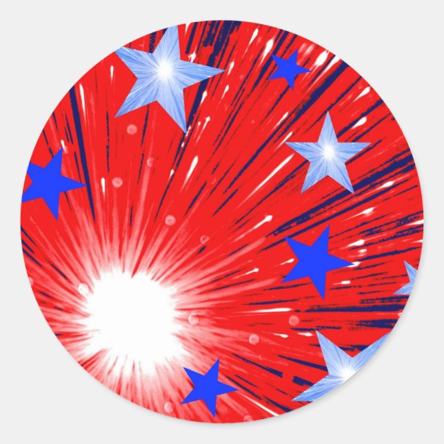 Feuerwerk Red White Blue Aufkleber rund (Vorderseite)