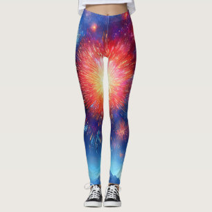 Feuerwerk über Bergen und Wald. Leggings