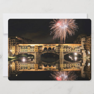 Feuerwerk über Ponte Vecchio in Florenz Italien