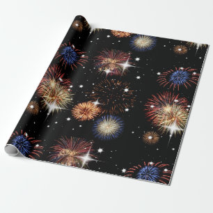 Feuerwerk und Sterne Geschenkpapier