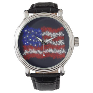 Feuerwerk-US Flagge-amerikanische Flagge Armbanduhr
