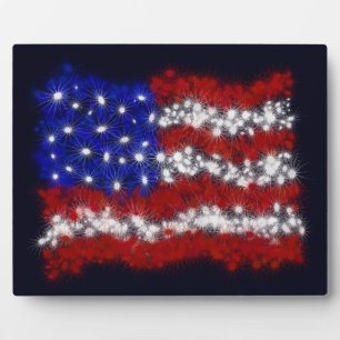 Feuerwerk-US Flagge-amerikanische Flagge Fotoplatte