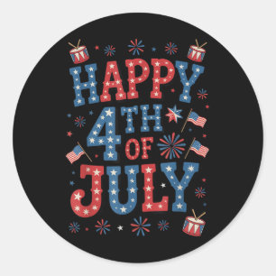 Feuerwerk Us Patriotic American Pride Happy 4. Runder Aufkleber