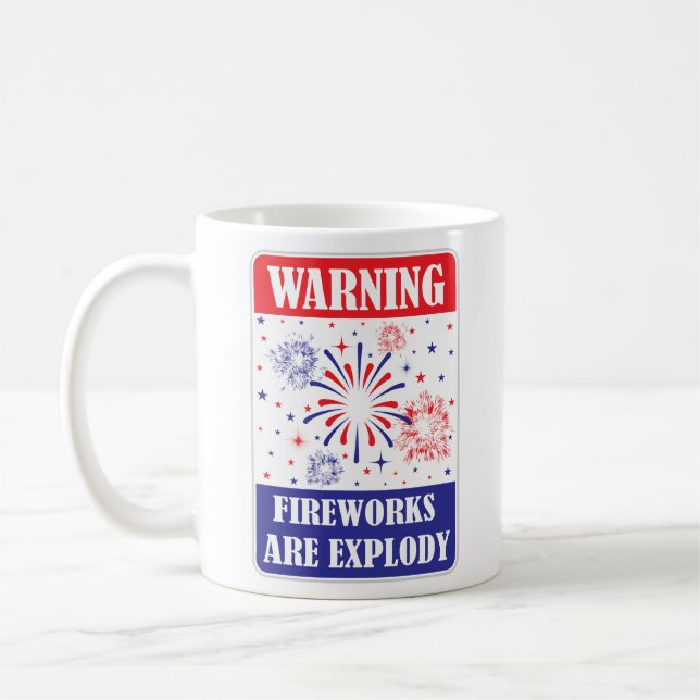 Feuerwerk-Warnschild Kaffeetasse (Links)