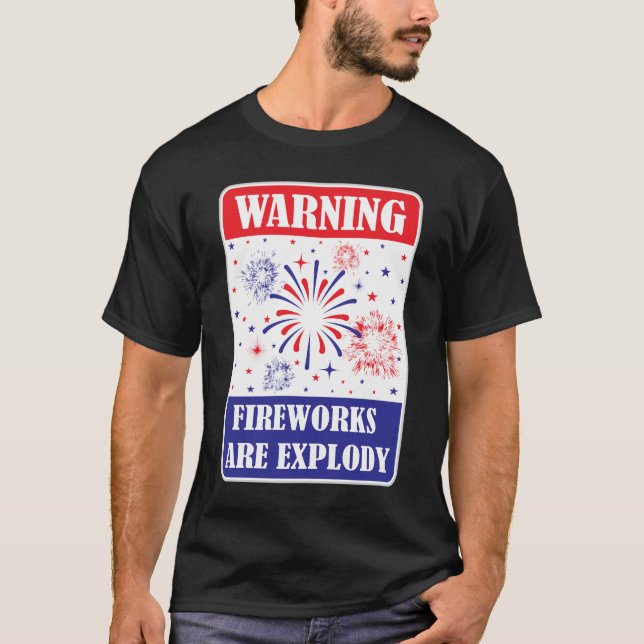 Feuerwerk-Warnschild T-Shirt (Vorderseite)