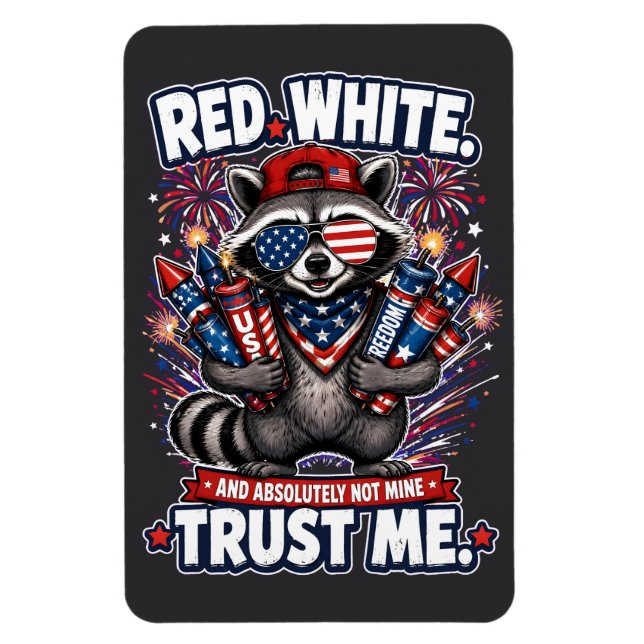 Feuerwerk-Waschbär-4.-Juli-Magnet Magnet (Vertikal)