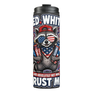 Feuerwerk-Waschbär 4. Juli Tumbler Thermosbecher