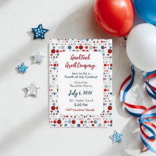Feuerwerk zum 4. Juli Party-Einladung mit Konfetti Einladung