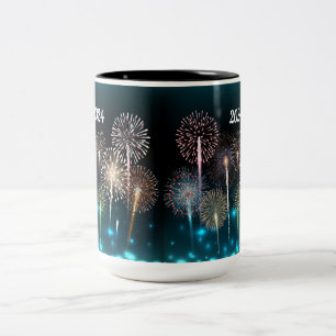 Feuerwerke 2024 - Frohes neues Jahr Zweifarbige Tasse