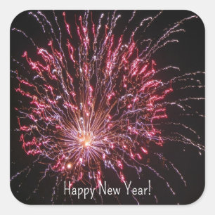 Feuerwerke 4 Alles Gute Neues Jahr! Quadratischer Aufkleber