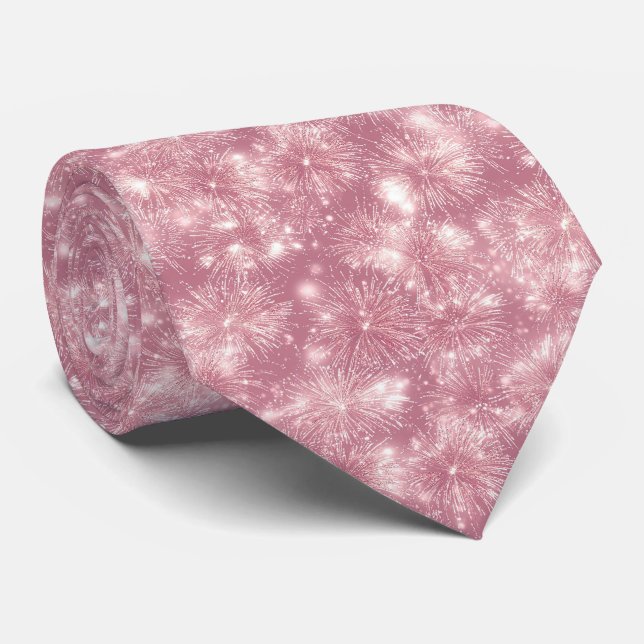 Feuerwerke in Pink auf Pink-Neck-Tie Krawatte (Gerollt)