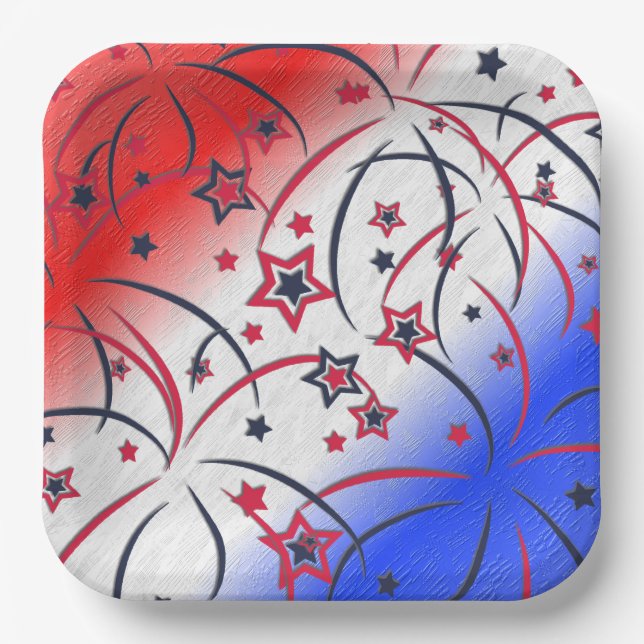 Feuerwerke in Red White Blue Pappteller (Vorderseite)