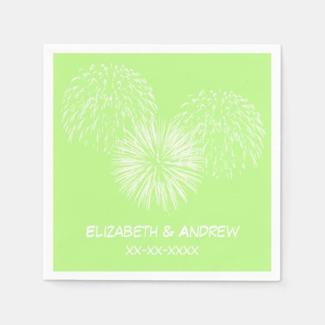 Feuerwerke, Pistachio-Hintergrund, Name Monogram Serviette (Vorderseite)