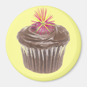 Feuerwerks-Schokoladen-kleiner Kuchen und Magnet