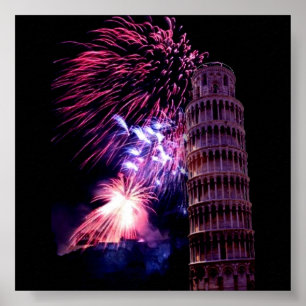 FeuerwerksbeleuchtungTower of Pisa Poster