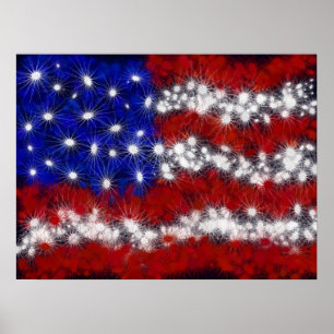 Feuerwerksfahne US Flagge Poster