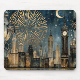 Feuerwerksfeier zur nächtlichen Skyline Mousepad