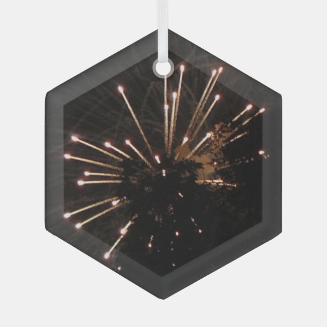 Feuerwerkskörper 5 Glashexagon Ornament Aus Glas (Vorderseite)