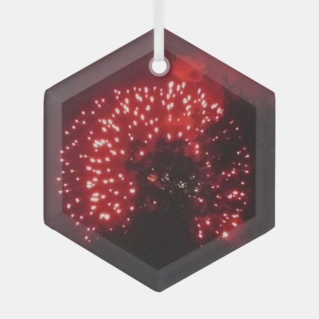 Feuerwerkskörper 7 Hexagon Ornament Aus Glas (Vorderseite)
