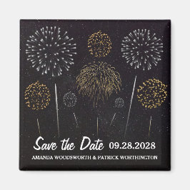Feuerwerkskörper als Schwarz Save the Date Magnet