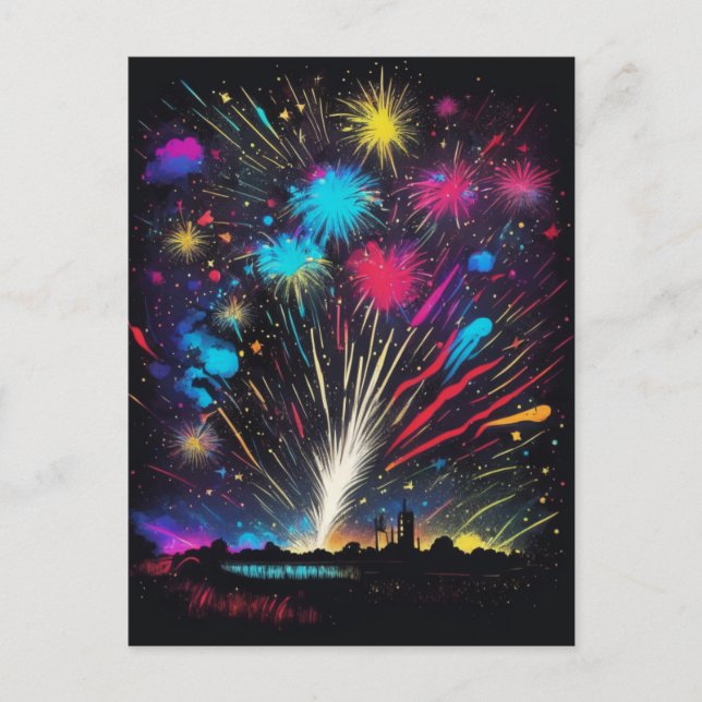 Feuerwerkskörper | Amerikanische Unabhängigkeitsta Postkarte (Vorderseite)