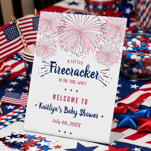 Feuerwerkskörper auf dem Weg! 4. Juli Babyshower Sockelschild