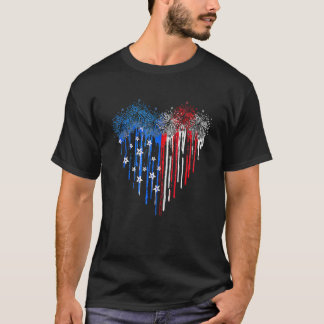 Feuerwerkskörper Getrockndes Herz-Amerikanisches F T-Shirt