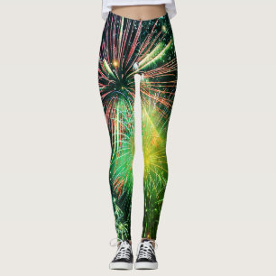 Feuerwerkskörper in grünen Finale-Leggings Leggings