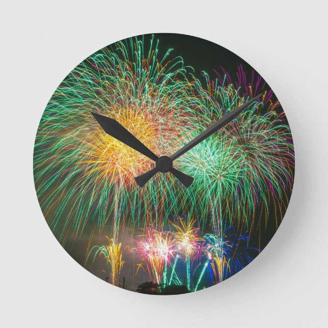 Feuerwerkskörper Japan Festival Runde Wanduhr (Vorderseite)