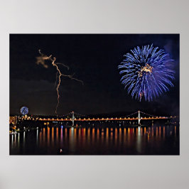 Feuerwerkskörper mit Blitz Poster