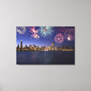 Feuerwerkskörper über der Skyline von Chicago 2 Leinwanddruck