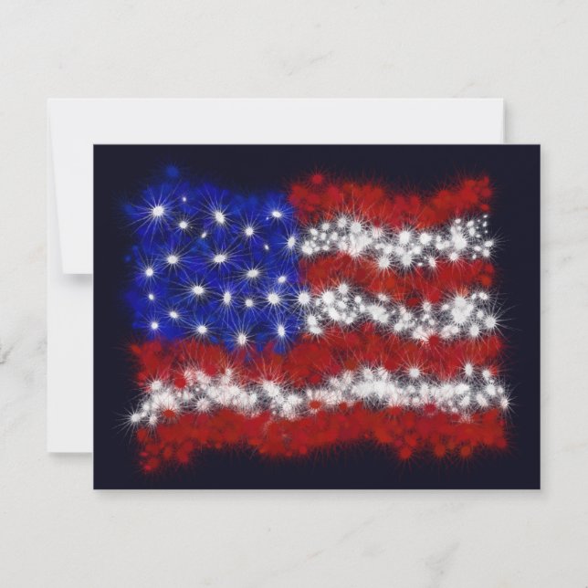 Feuerwerkskörper US Flagge Einladung (Vorderseite)