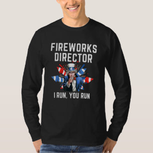 Feuerwerksleiter 4. Juli Onkel Sam ich laufe weg T-Shirt