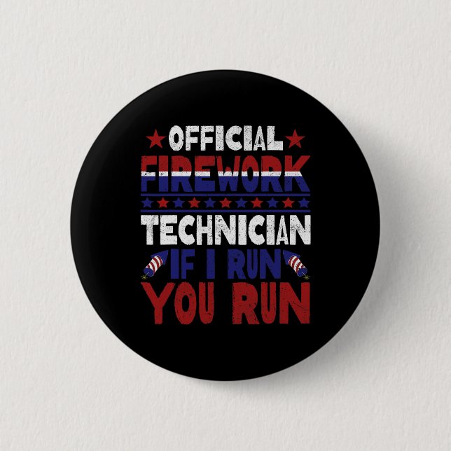 Feuerwerkstechniker 4. Juli Funny Usa Pyro-tec Button (Vorderseite)