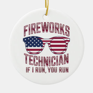 Feuerwerkstechniker 4. Juli Lustig USA Keramik Ornament