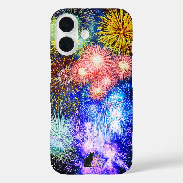 Feuerwerkstürme iPhone 16 Hülle (Rückseite)