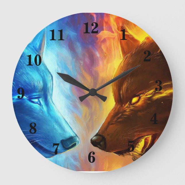 Feuerwölfe Wanduhr (Vorderseite)