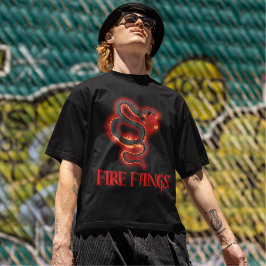 Feuerzähne Schlange Männer-grafisches T-Shirt