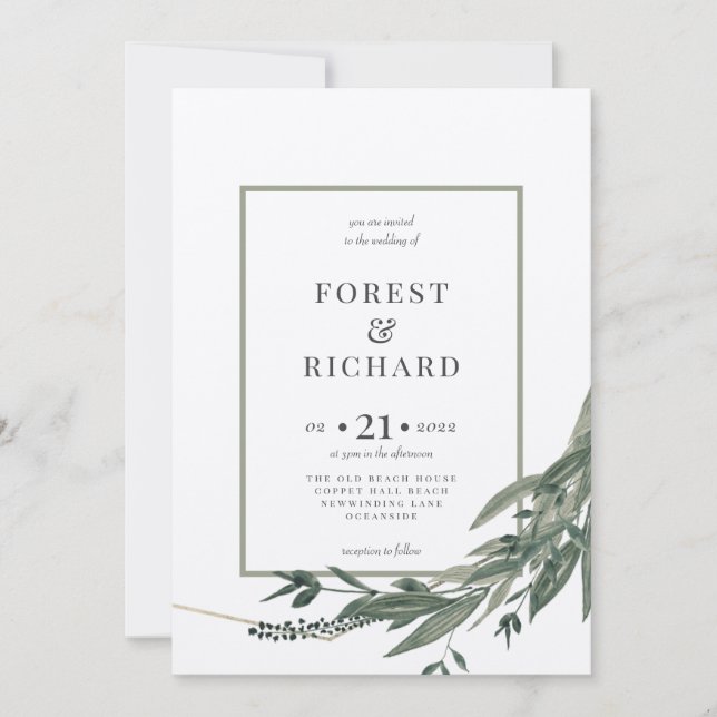 Feuillage classique, polygone, invitation à l'aqua (Devant)