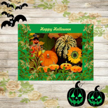 Feuillage de automne vert Scarecrow Citrouille Hal