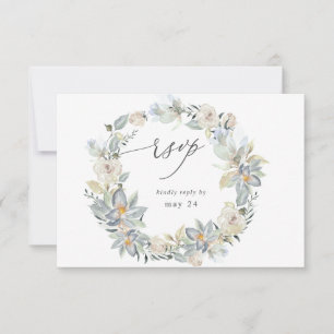 Feuillage de menthe et floral blanc avec RSVP de r