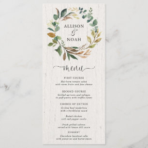 Feuillage de verdure rustique menu mariage botaniq
