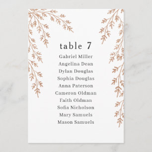Feuillage doré Numéro de table avec siège
