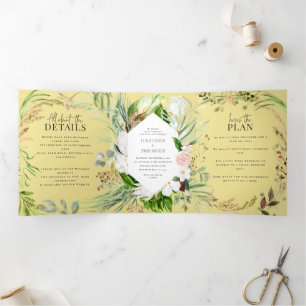 Feuillage et faire-part de mariage florales et dét
