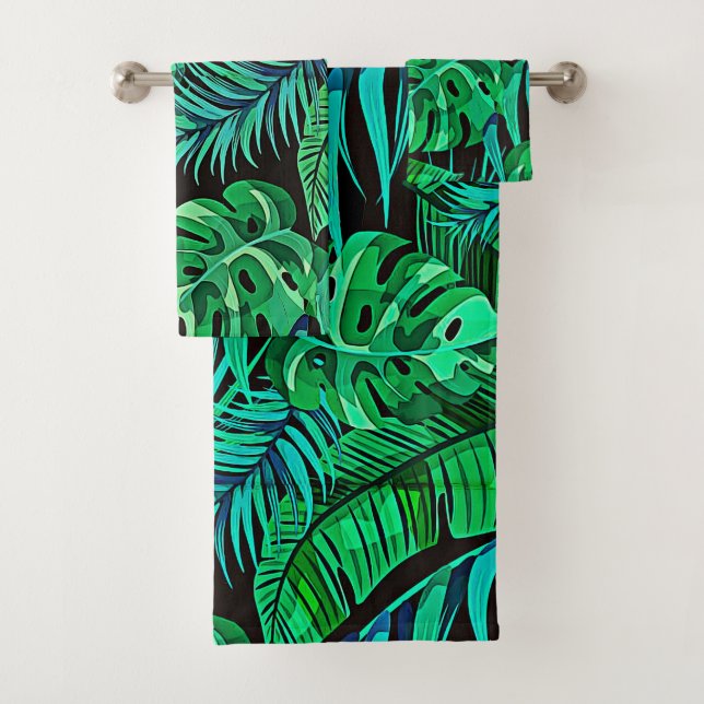 Feuillage tropical bleu et vert graphique (En situation)